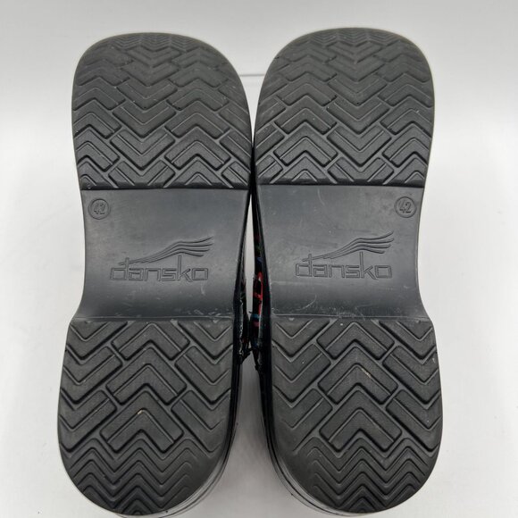 Dansko Womens 11.5 Professional Retro Streamer Patent Leather Clogs Comfort Shoe - Picture 13 of 16